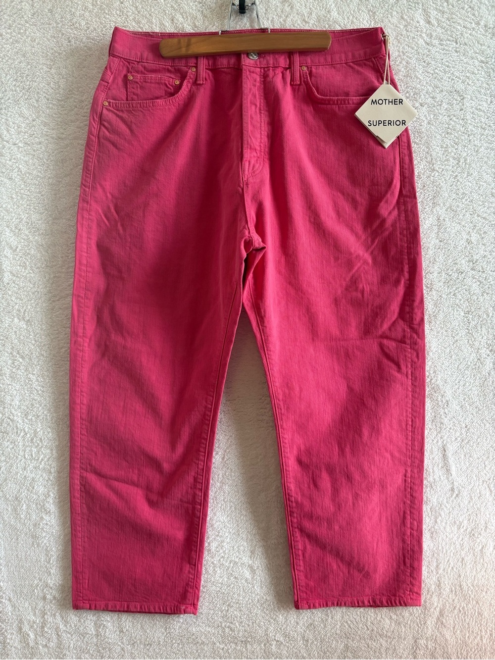 MOTHER Superior The Ditcher Crop Straight Leg Azalea Pink Denim Size 33 NWT